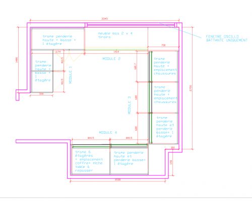 Agencement dressing plan d'ensemble